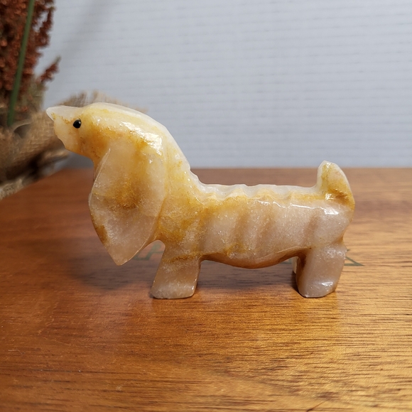 Vintage Carved Stone Onyx Marble Spaniel Dog Figurine - Picture 4 of 10